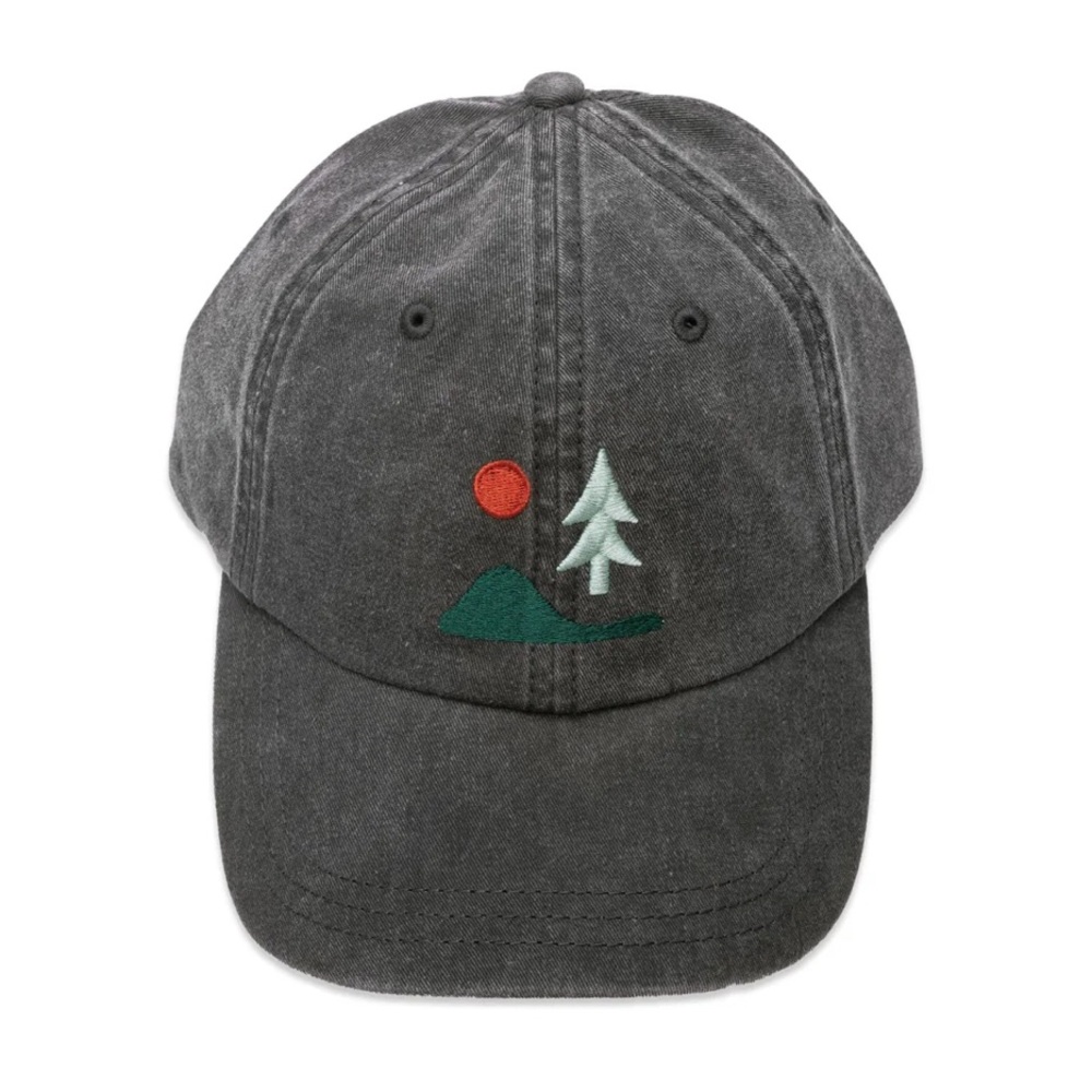 Charcoal Embroidered Nature Baseball Cap